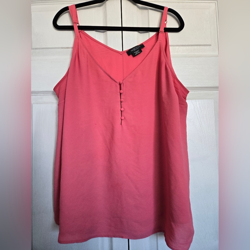MichelStudio Coral Plus Size Sleeveless Blouse in Peachy Coral Size 22 - Picture 3 of 9